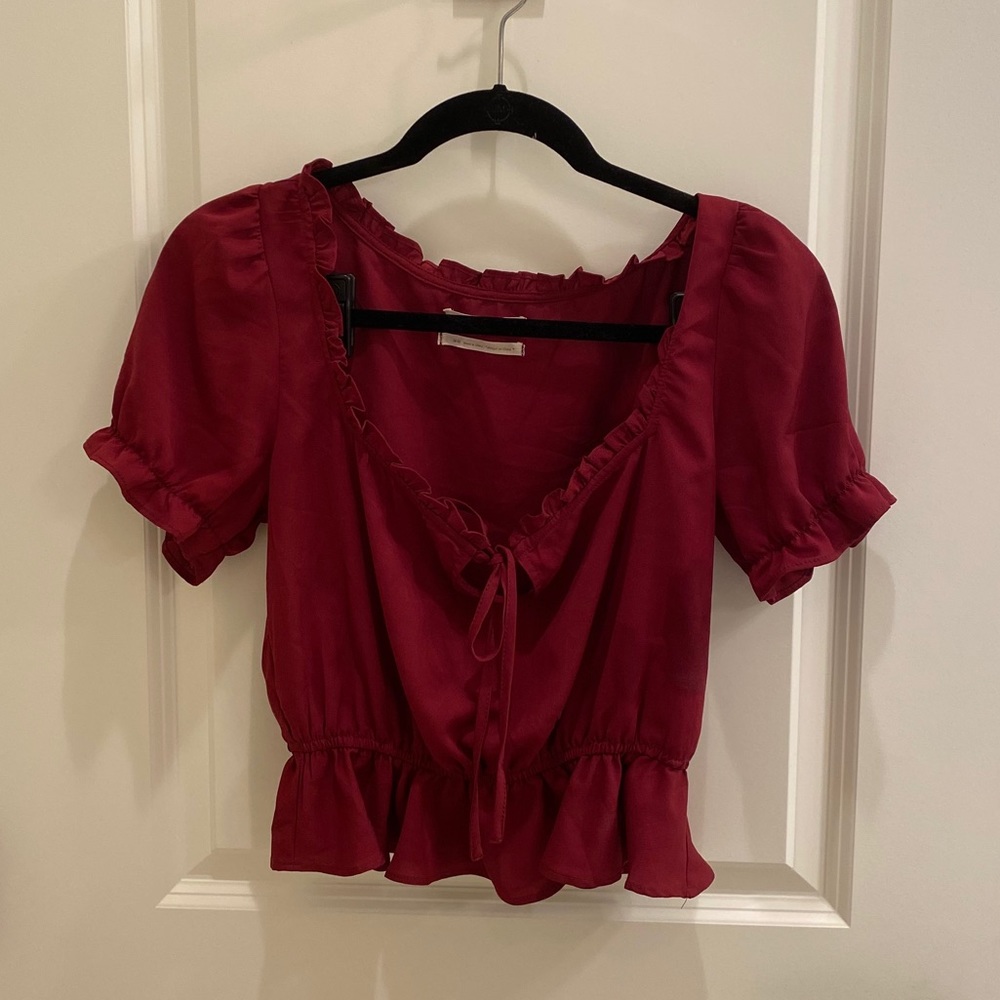 Urban Outfitters Riley Ruffle Tie-Front Blouse - Picture 2 of 5